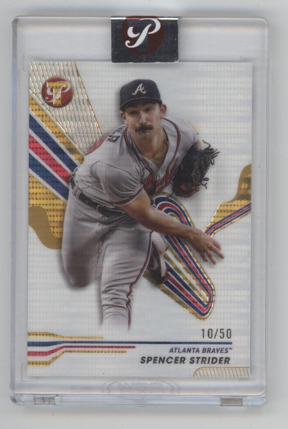 Spencer Strider 2024 Topps Pristine Gold Pulsar Refractor 10/50 #76