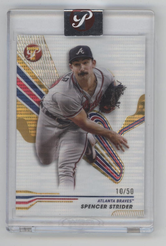 Spencer Strider 2024 Topps Pristine Gold Pulsar Refractor 10/50 #76