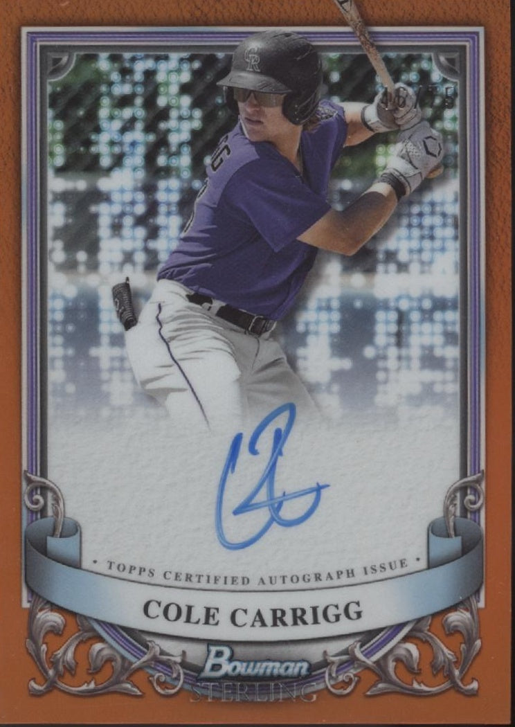 Cole Carrigg 2024 Bowman Sterling Orange Refractor Auto 46/75 #PA-CC