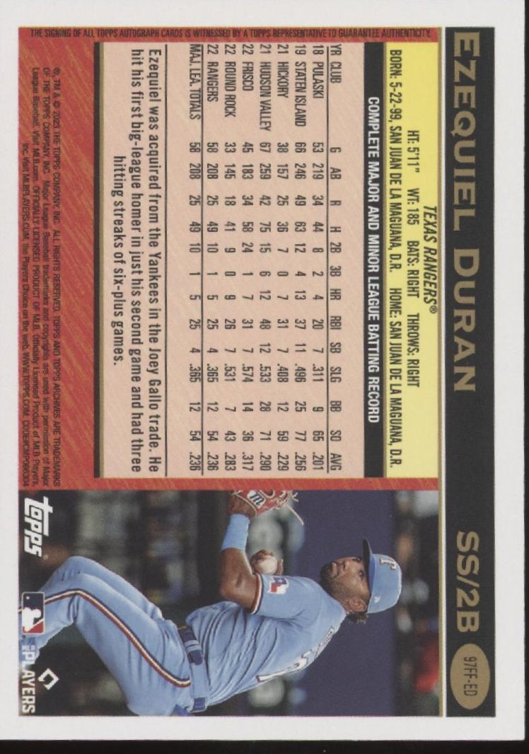 Ezequiel Duran 2023 Topps Archives Fan Favorites RC Auto #97FF-ED
