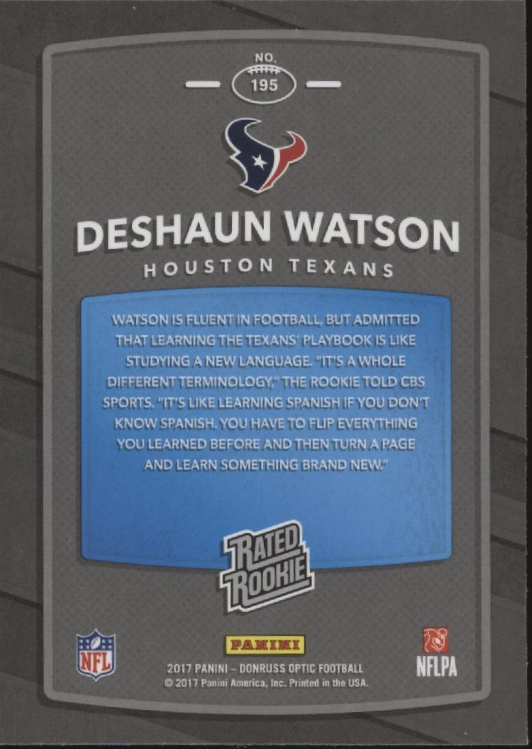 Deshaun Watson 2017 Panini Donruss Optic Rated Rookie RC #195