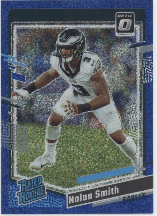 Nolan Smith 2023 Panini Donruss Optic Rated Rookie Blue Speckle Prizm RC #283