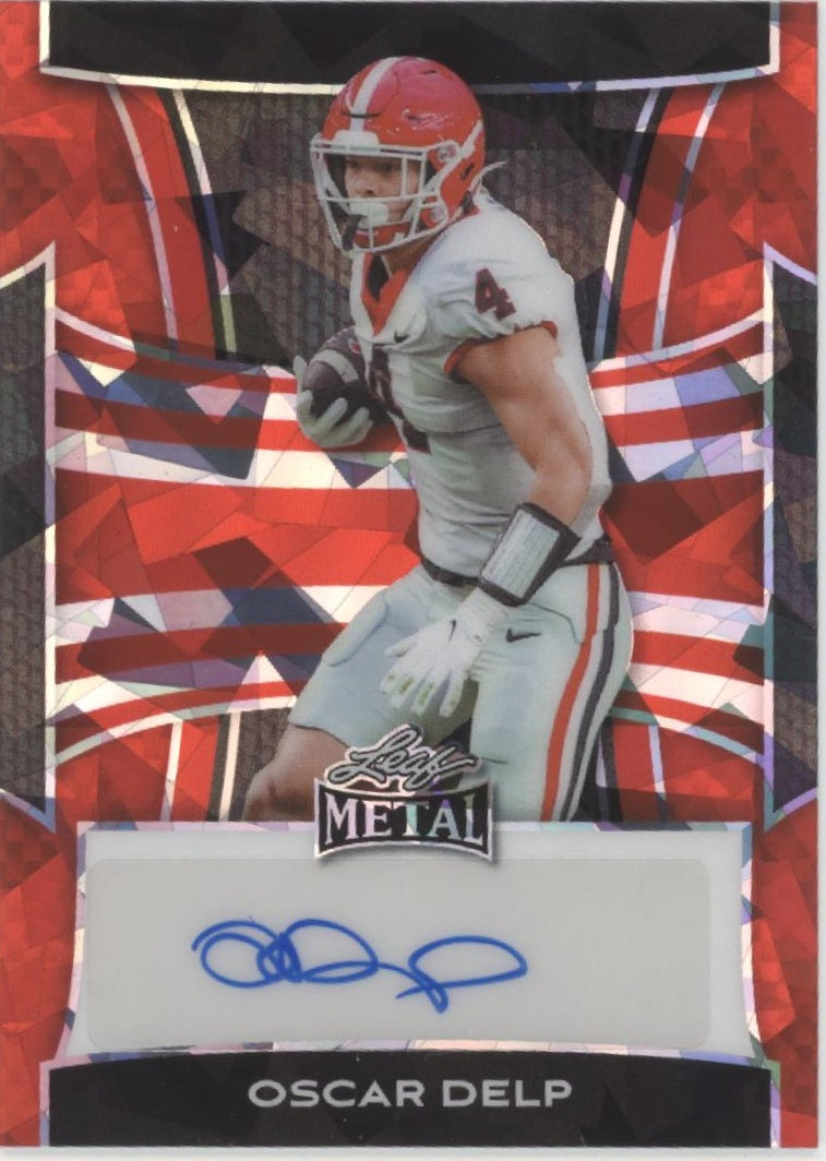 Oscar Delp 2025 Leaf Metal Red Cracked Ice Refractor Auto 7/7 #BA-OD1
