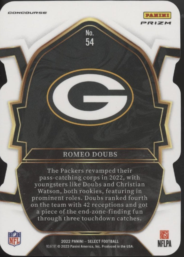 Romeo Doubs 2022 Panini Select Die-Cut Prizm RC #54