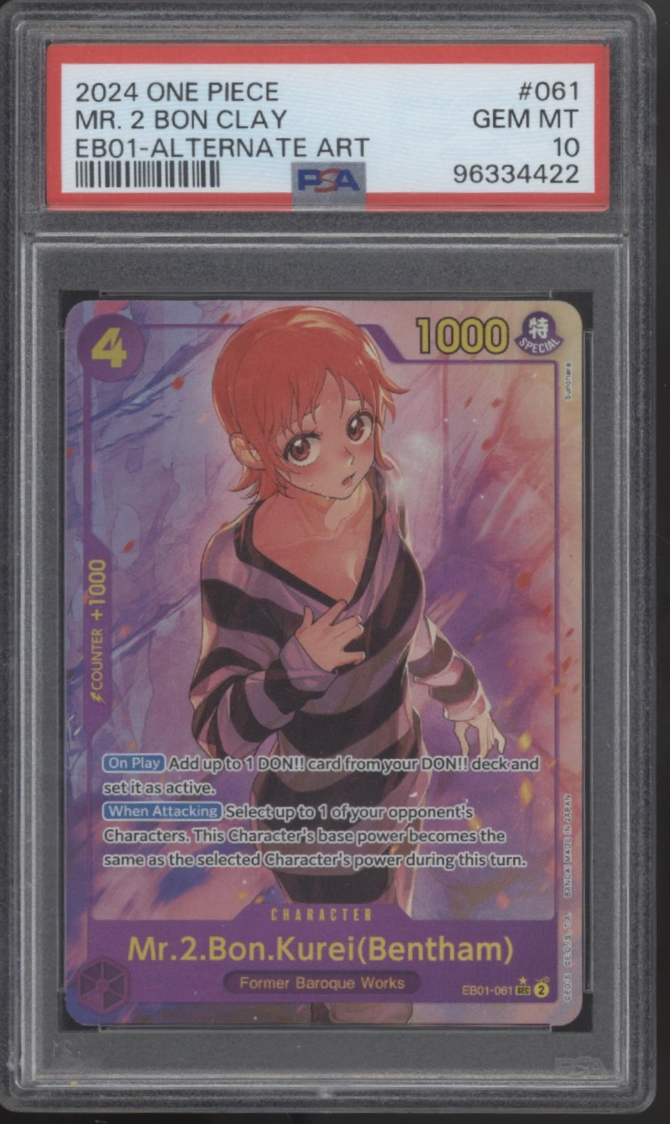 M. 2 Bon Clay One Piece Card Game Memorial Collection #061 PSA 10