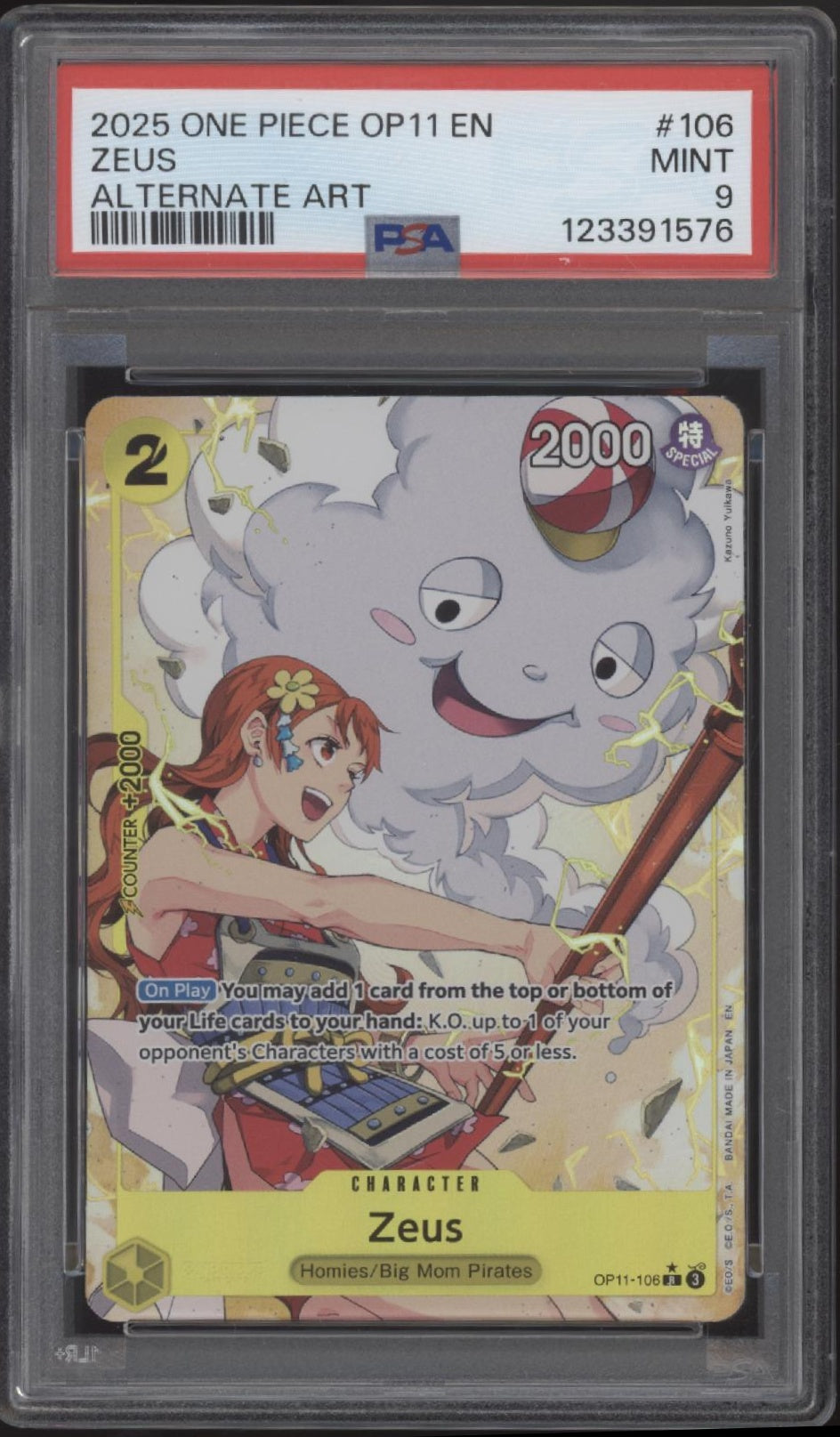 Zeus One Piece Card Game A Fist of Divine Speed Alternate Art #106 PSA 9