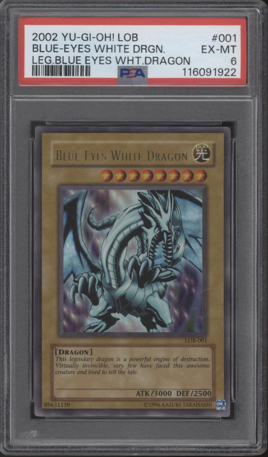 Blue-Eyes White Dragon Yu-Gi-Oh! Legend of Blue-Eyes White Dragon #001 PSA 6