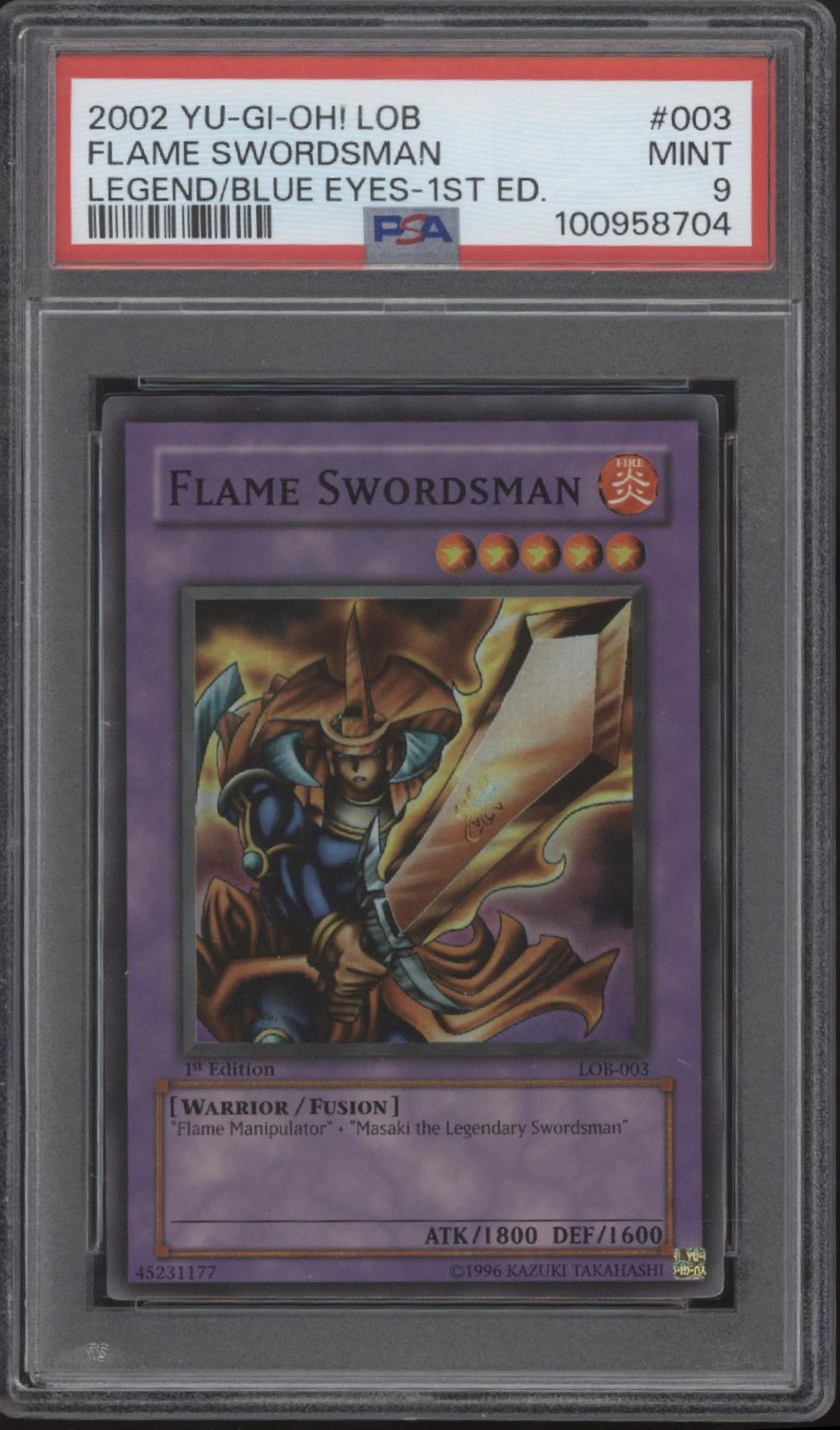 Flame Swordsman Yu-Gi-Oh! Legend of Blue-Eyes White Dragon 1st Edition #3 PSA 9
