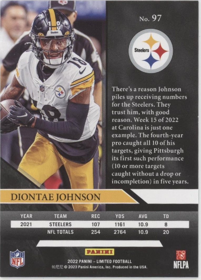 Diontae Johnson 2022 Panini Limited Purple 13/25 #97