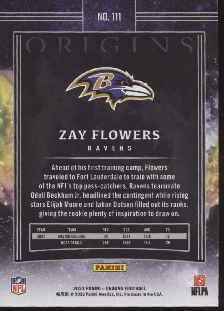 Zay Flowers 2023 Panini Origins RC #111 #3