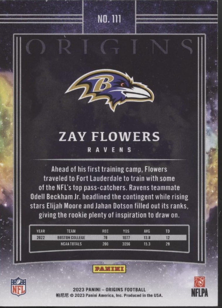 Zay Flowers 2023 Panini Origins RC #111 #4