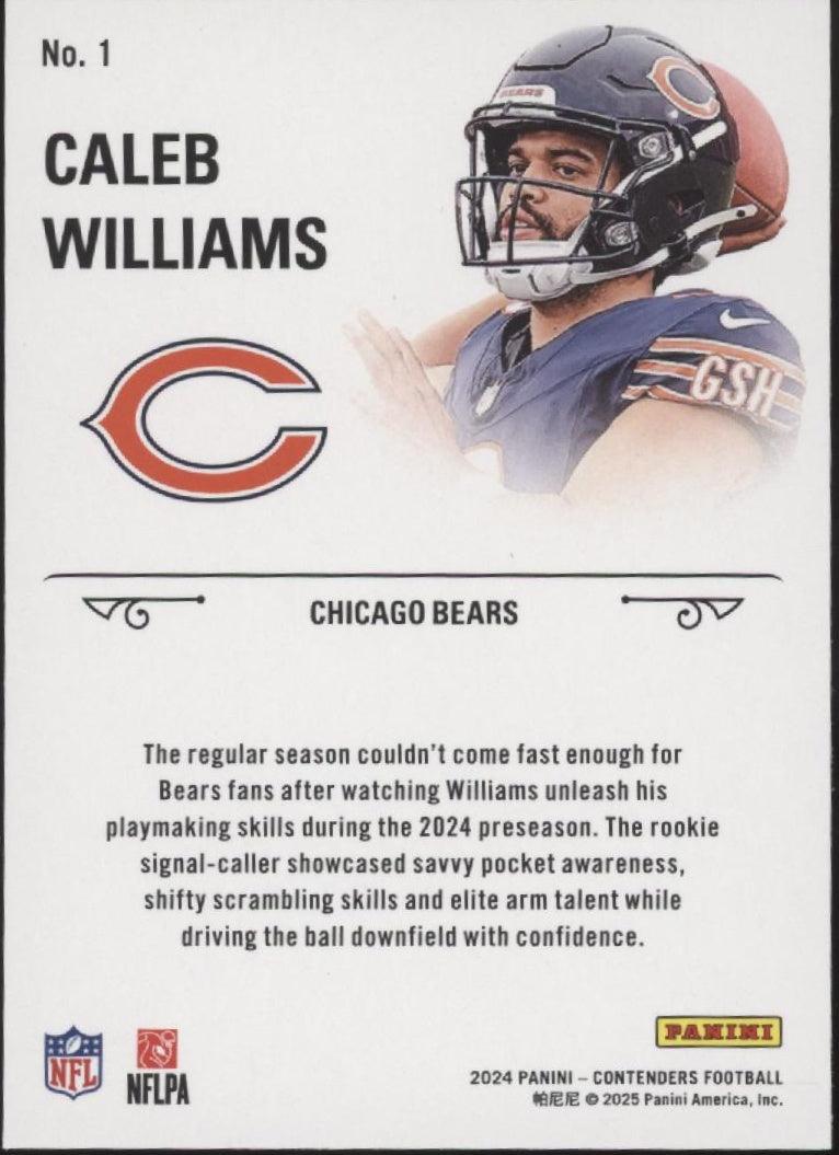 Caleb Williams 2024 Panini Contenders Rookie Stallions RC #1