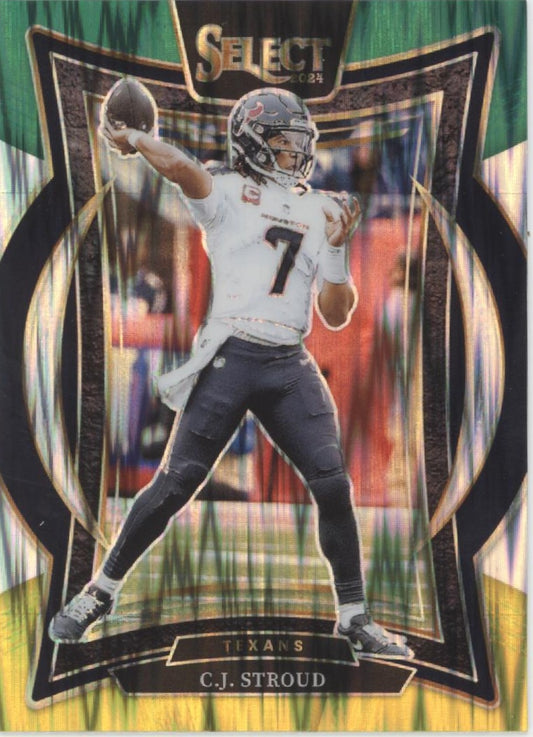 CJ Stroud 2024 Panini Select Green & Yellow Shock Prizm #42