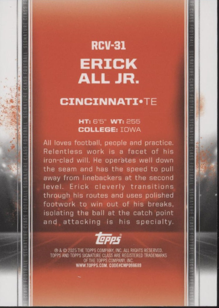 Erick All Jr. 2025 Topps Signature Class Refractor RC #RCV-31