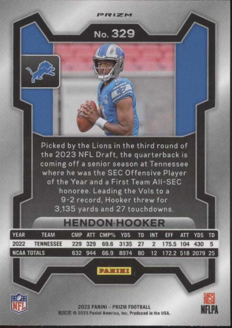 Hendon Hooker 2023 Panini Prizm Orange Lazer Prizm RC #329