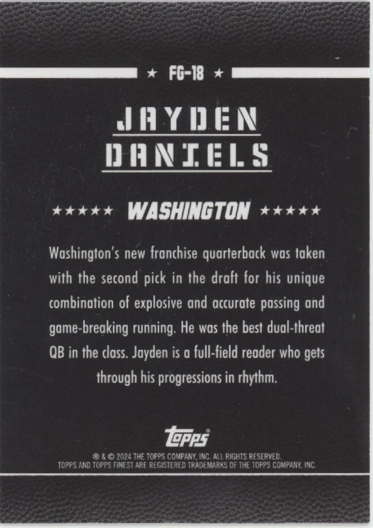 Jayden Daniels 2024 Topps Finest Field Generals RC #FG-18 #2