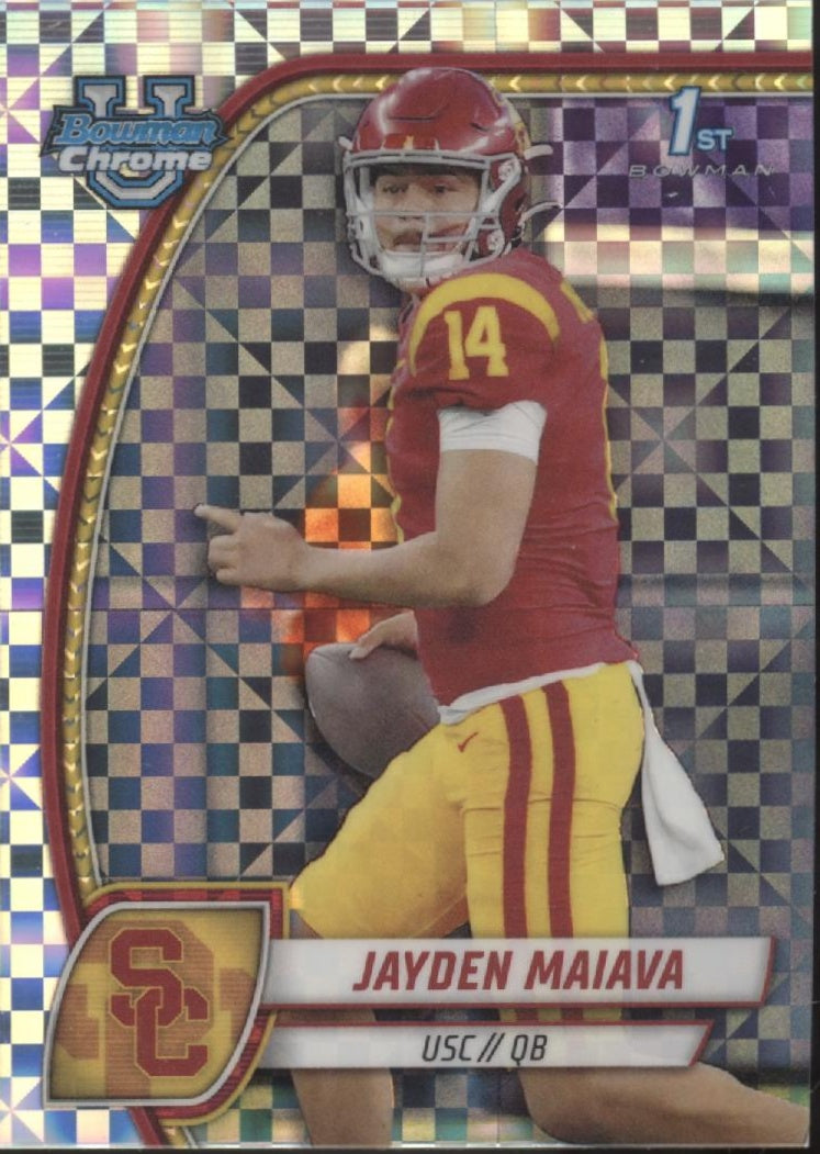 Jayden Maiava 2024 Bowman Chrome University Xfractor Refractor #195