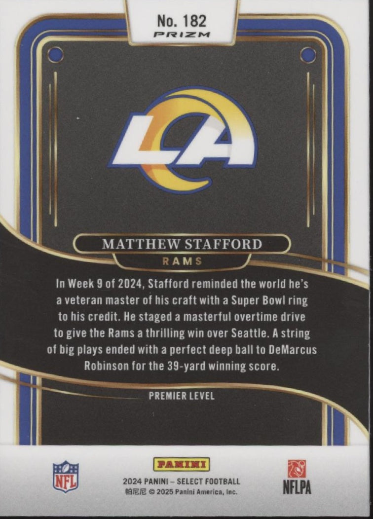 Matthew Stafford 2024 Panini Select Tri-Color Shock Prizm #182