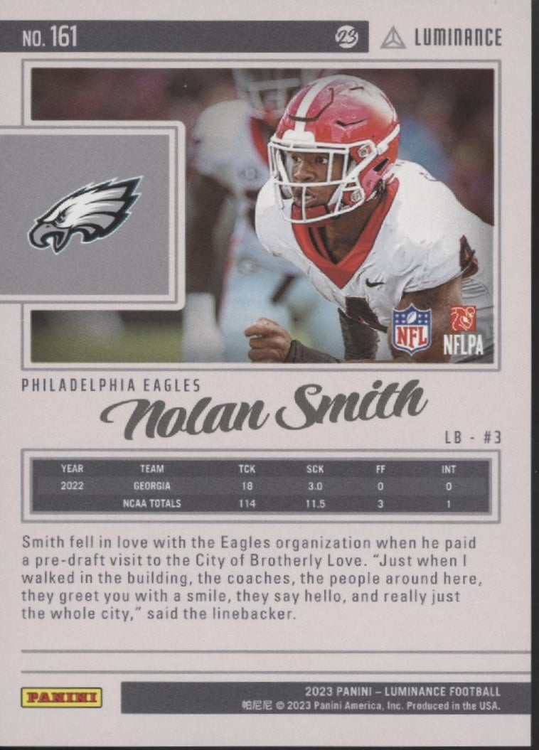 Nolan Smith 2023 Panini Luminance RC 34/50 #161