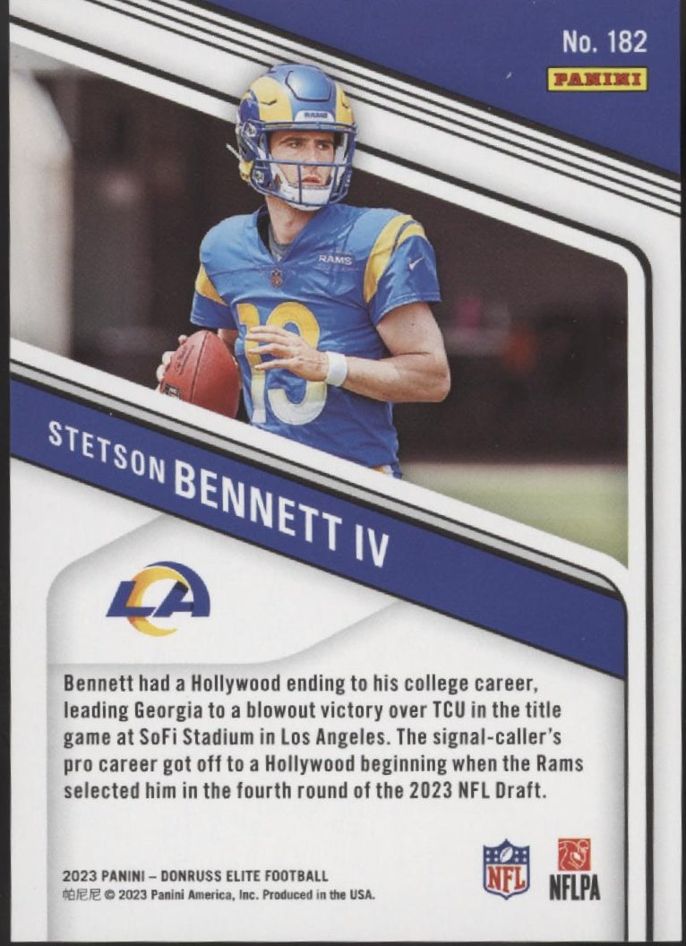 Stetson Bennett IV 2023 Panini Donruss Elite Status Blue RC 108/299 #82