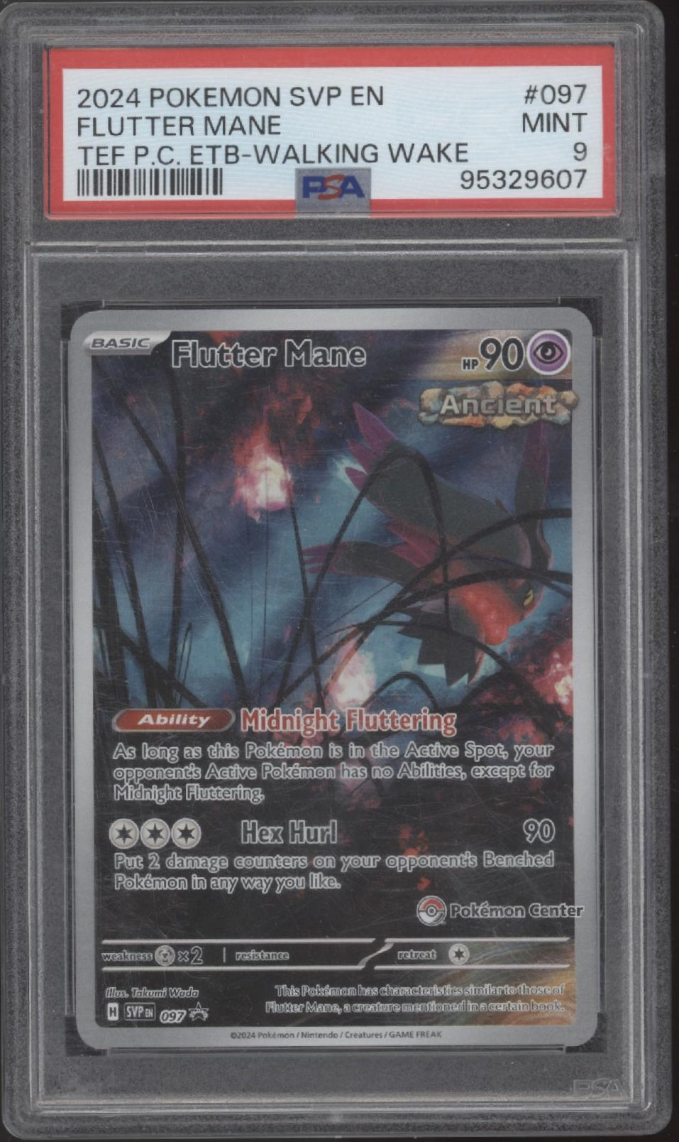 Flutter Man Pokemon Temporal Forces Pokemon Center Walking Wake #097 PSA 9