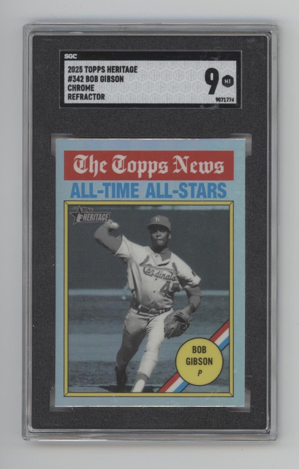 Bob Gibson 2025 Topps Chrome Heritage Refractor #342 SGC 9