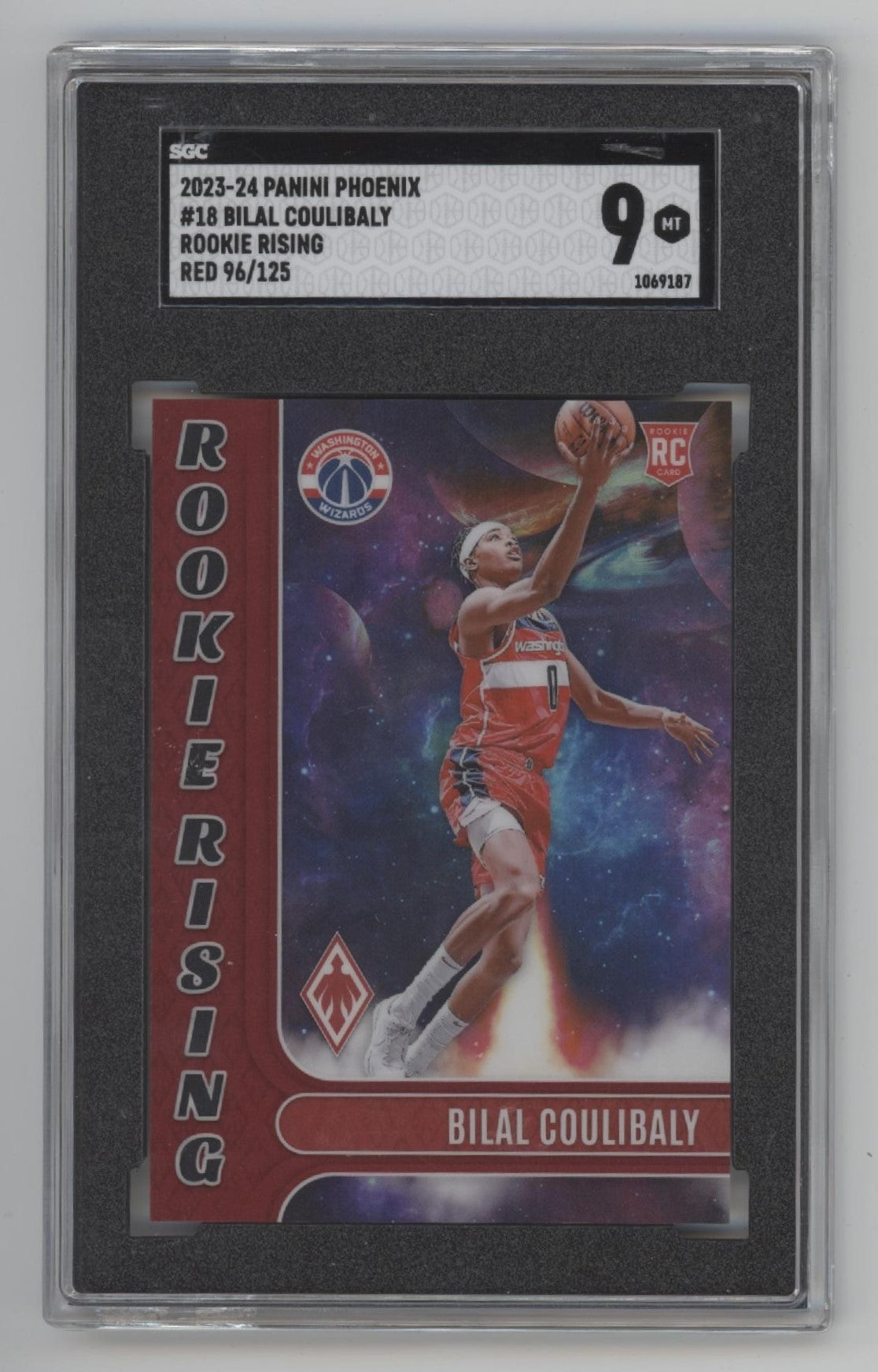 Bilal Coulibaly 2023-24 Panini Phoenix Rookie Rising Red 96/125 #18 SGC 9