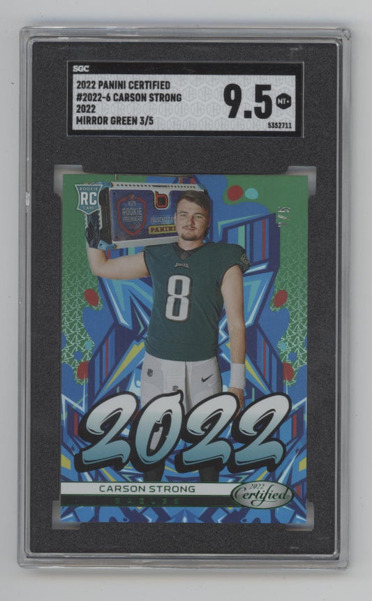 Carson Strong 2022 Panini Certified Mirror Green RC 3/5 #2022-6 SGC 9.5