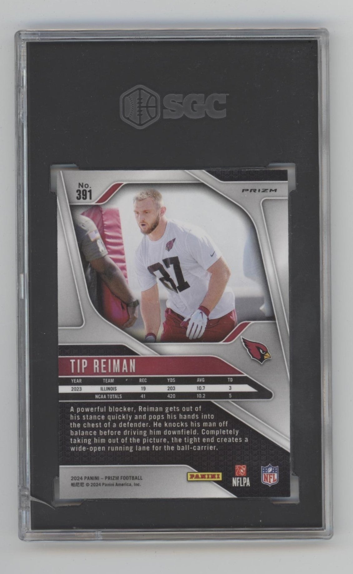 Tip Reiman 2024 PaniniPrizm Black & White Checker Prizm RC #391 SGC 9