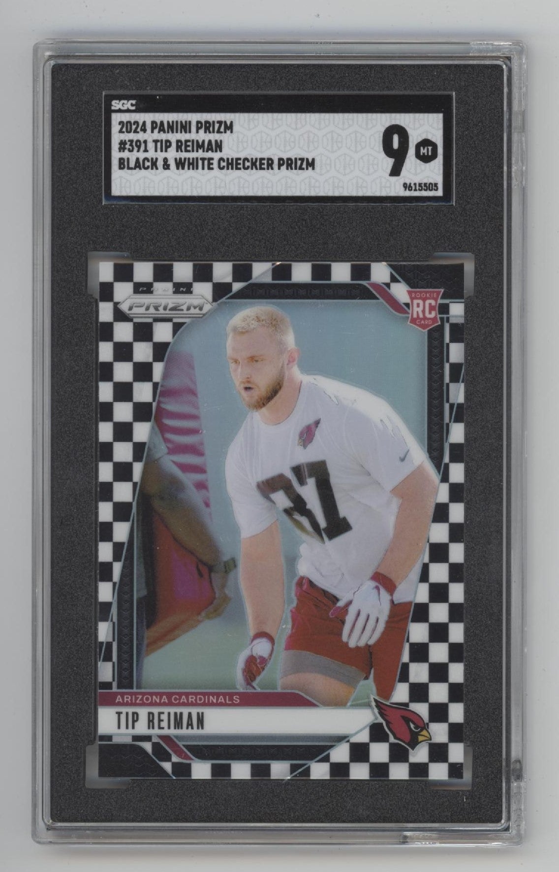 Tip Reiman 2024 PaniniPrizm Black & White Checker Prizm RC #391 SGC 9
