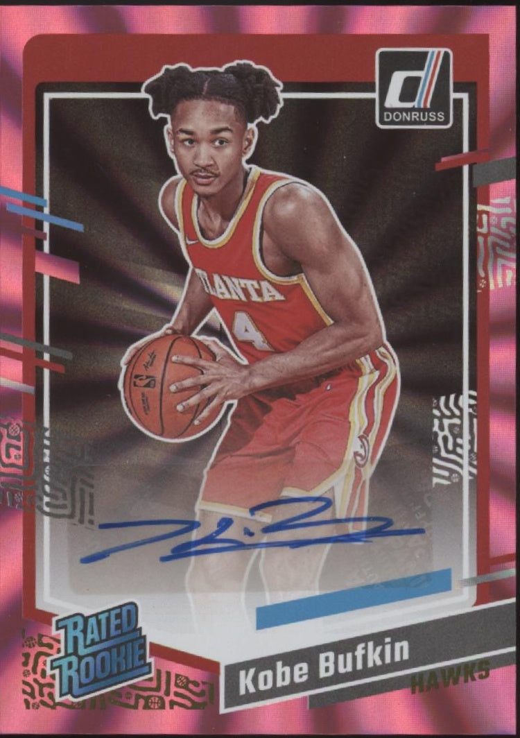 Kobe Bufkin 2023-24 Panini Donruss Rated Rookie Pink Laser RC Auto #279