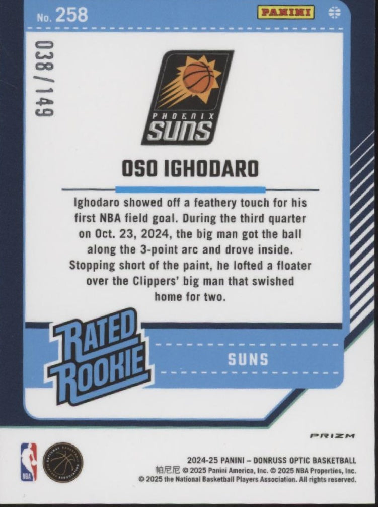 Oso Ighodaro 2024-25 Donruss Optic Rated Rookie Lime Green Shock Prizm RC 38/149