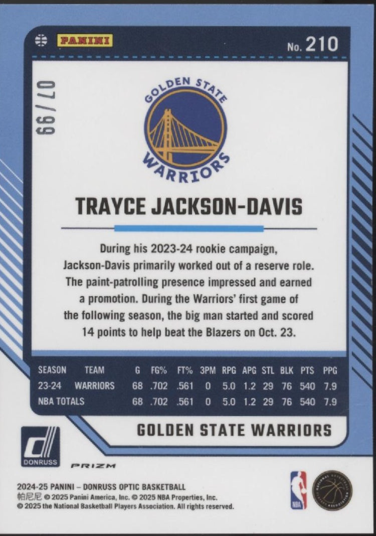 Trayce Jackson-Davis 2024-25 Panini Donruss Optic Copper Glitter Prizm 07/99