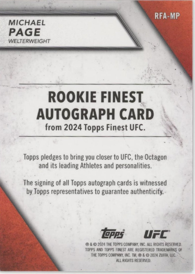 Michael Page 2024 Topps Finest Rookies Red Shimm Refractor RC Auto #RFA-MP