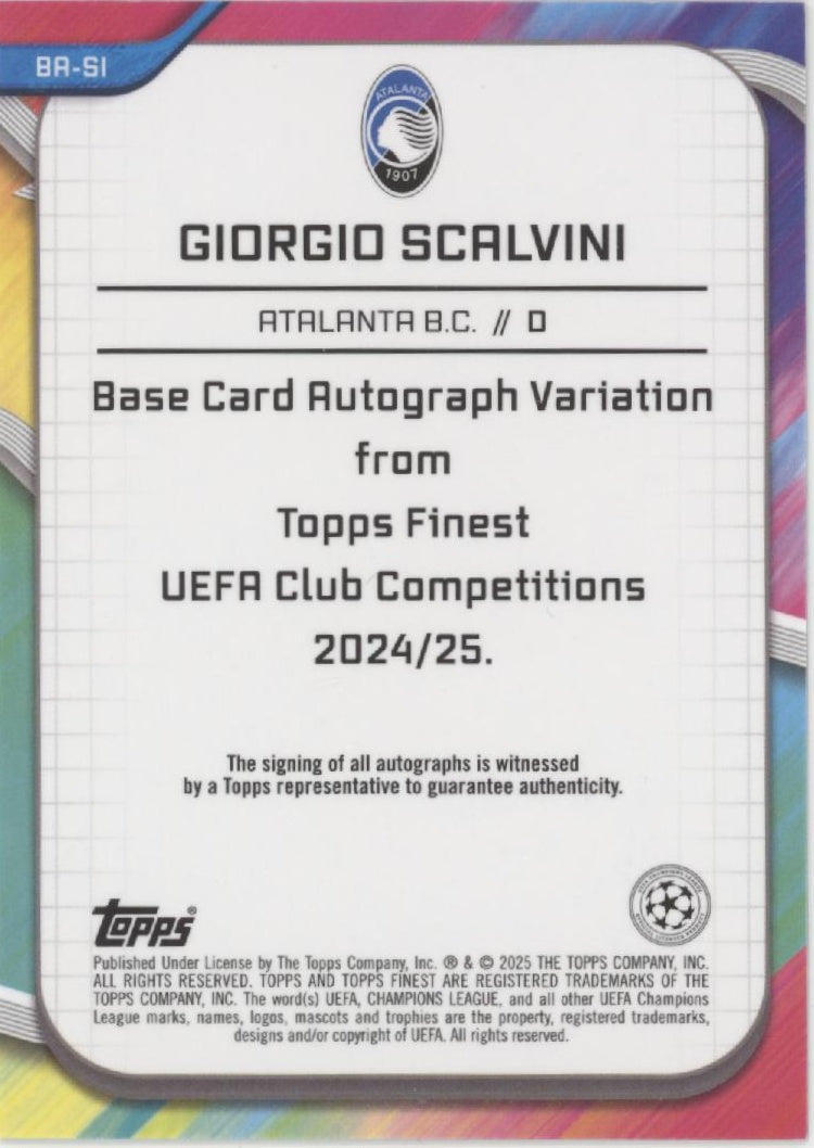 Giorgio Scalvini 2024-25 Topps Finest UEFA CC Red Refractor Auto 3/5 #BA-SI