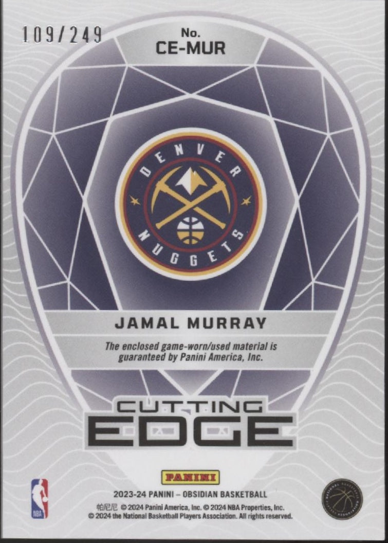 Jamal Murray 2023-24 Panini Obsidian Cutting Edge Swatch 109/249 #CE-MUR