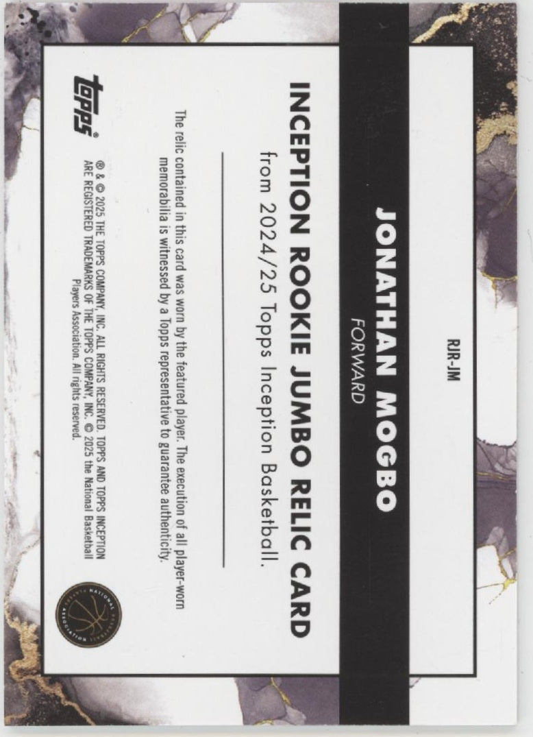 Jonathan Mogbo 2024-25 Topps Inception Jumbo Swatch RC 03/75 #RJR-JM