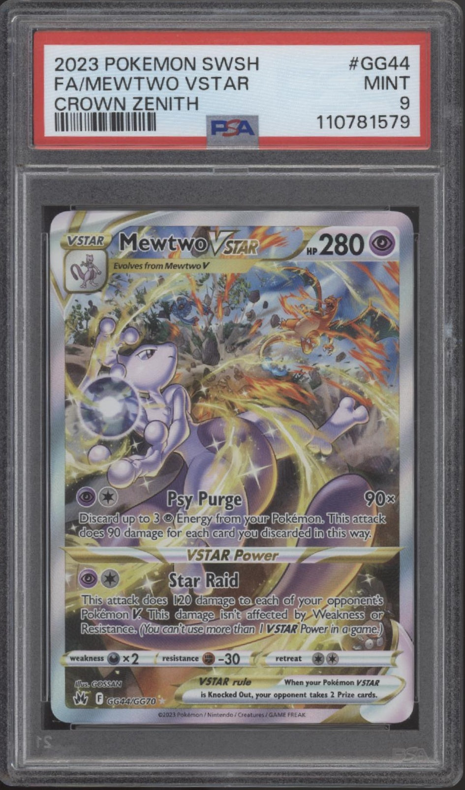 Mewtwo VSTAR Pokemon Crown Zenith Full Art #GG44 PSA 9 #1 Mewtwo VSTAR Pokemon Crown Zenith Full Art #GG44 PSA 9 #1
