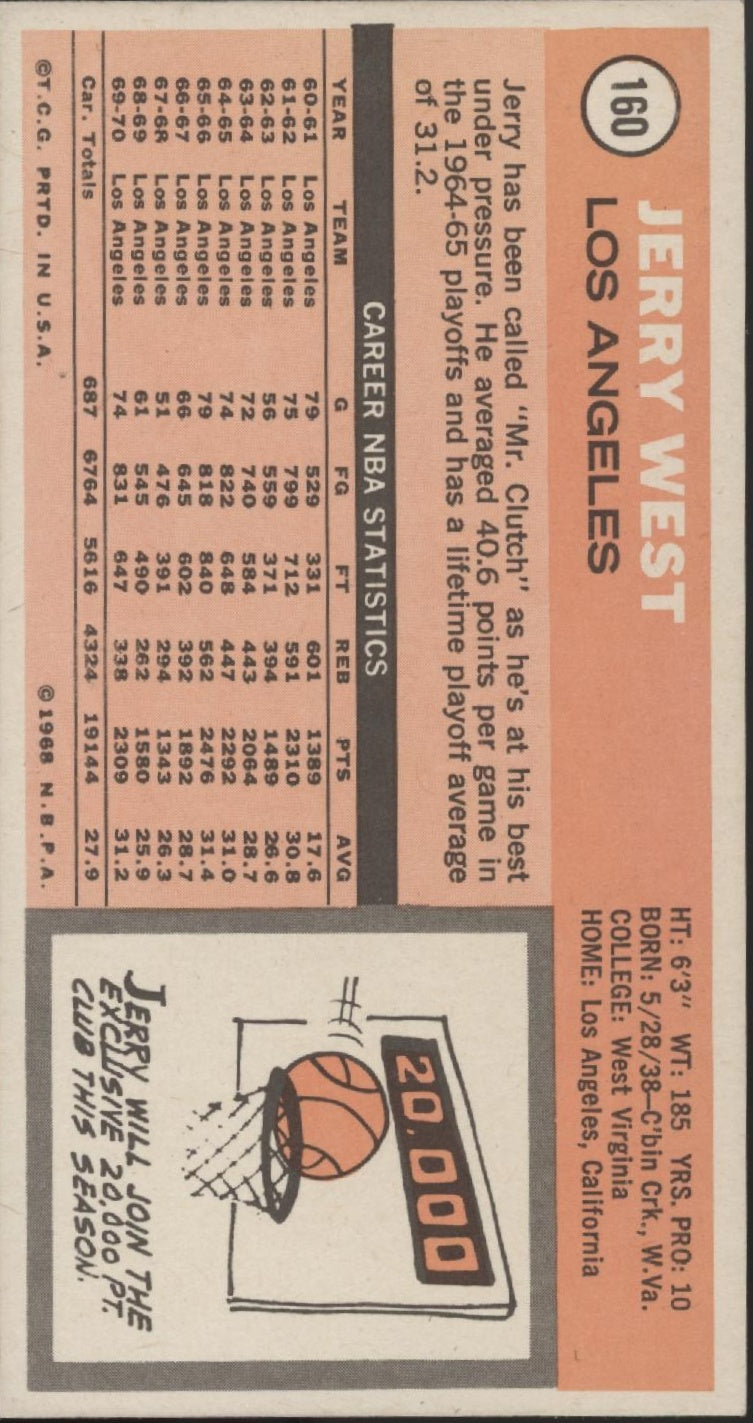 Jerry West 1970-71 Topps #160 Los Angeles Lakers VG-EX #2