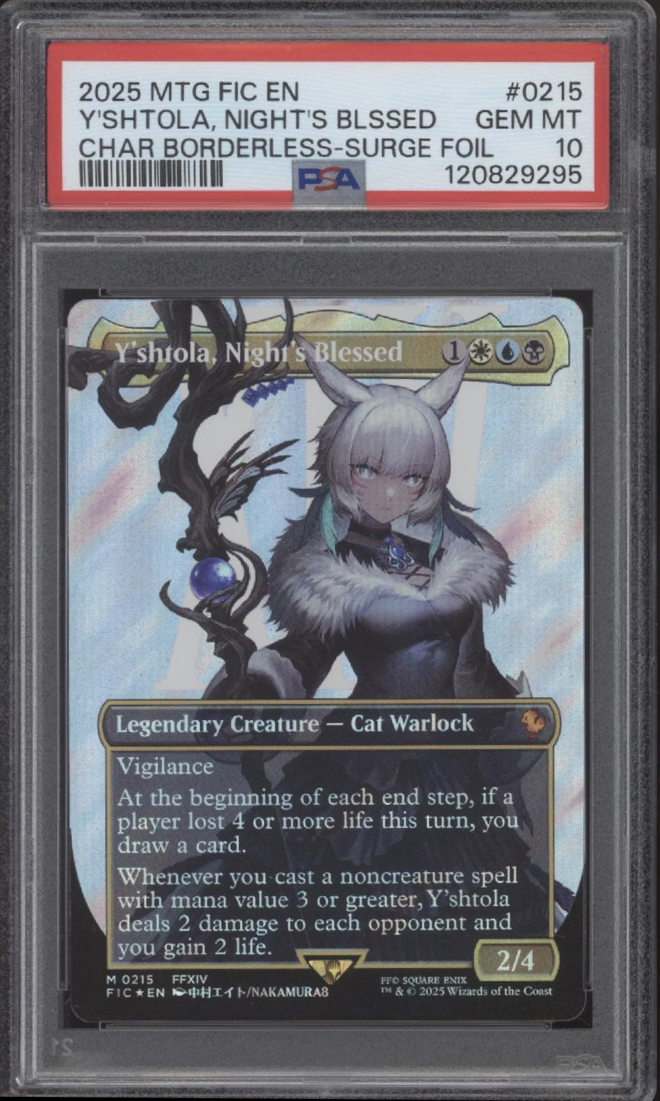 Y'Shola Night's Blessed MTG Final Fantasy Character Borderless Surge Foil PSA 10