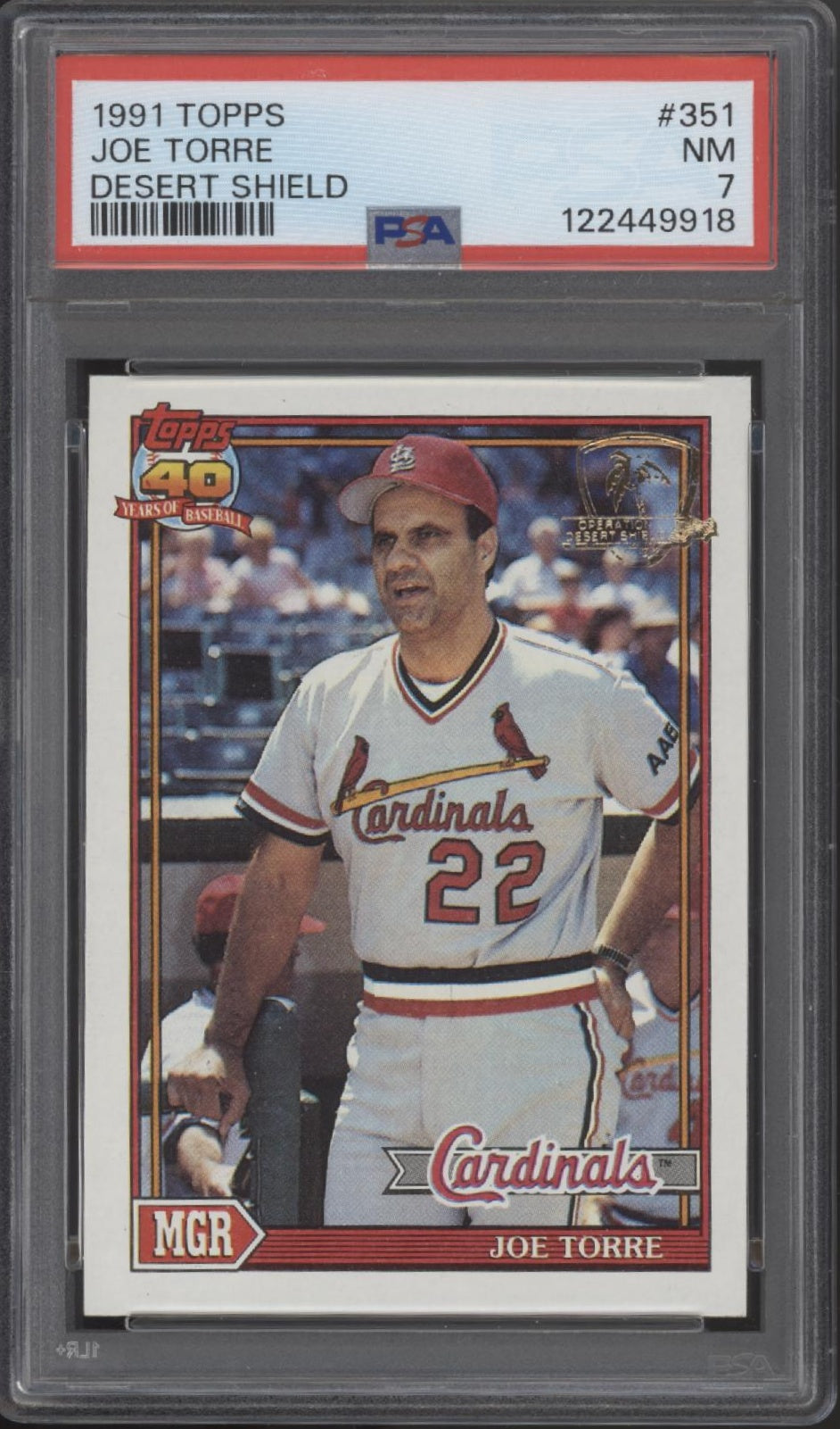 Joe Torre 1991 Topps Desert Shield #351 PSA 7