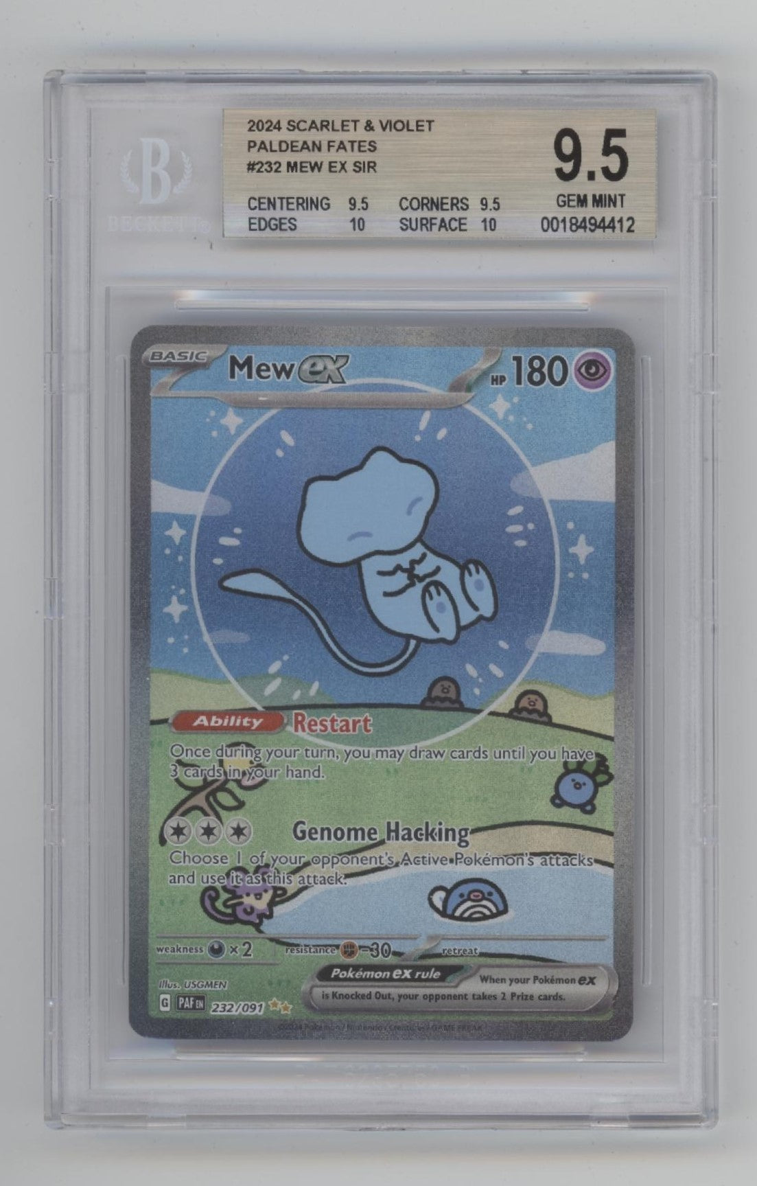 Mew ex Pokemon Paldean Fates  Beckett 9.5