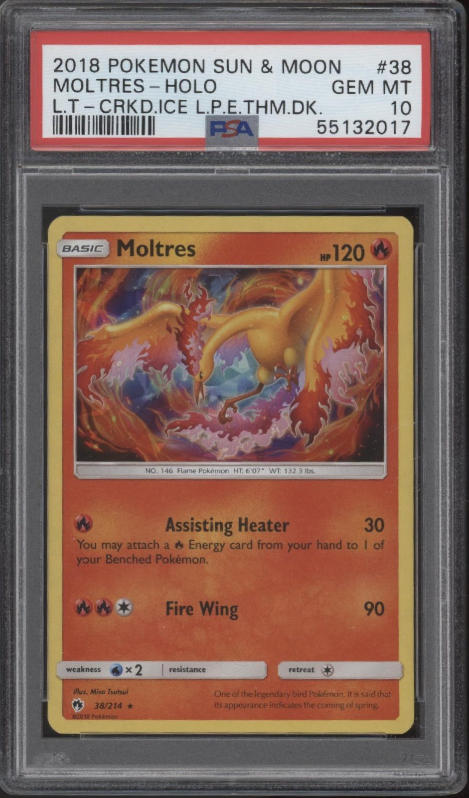 Moltres Pokemon Lost Thunder Theme Deck Cracked Ice Holo #38 PSA 10