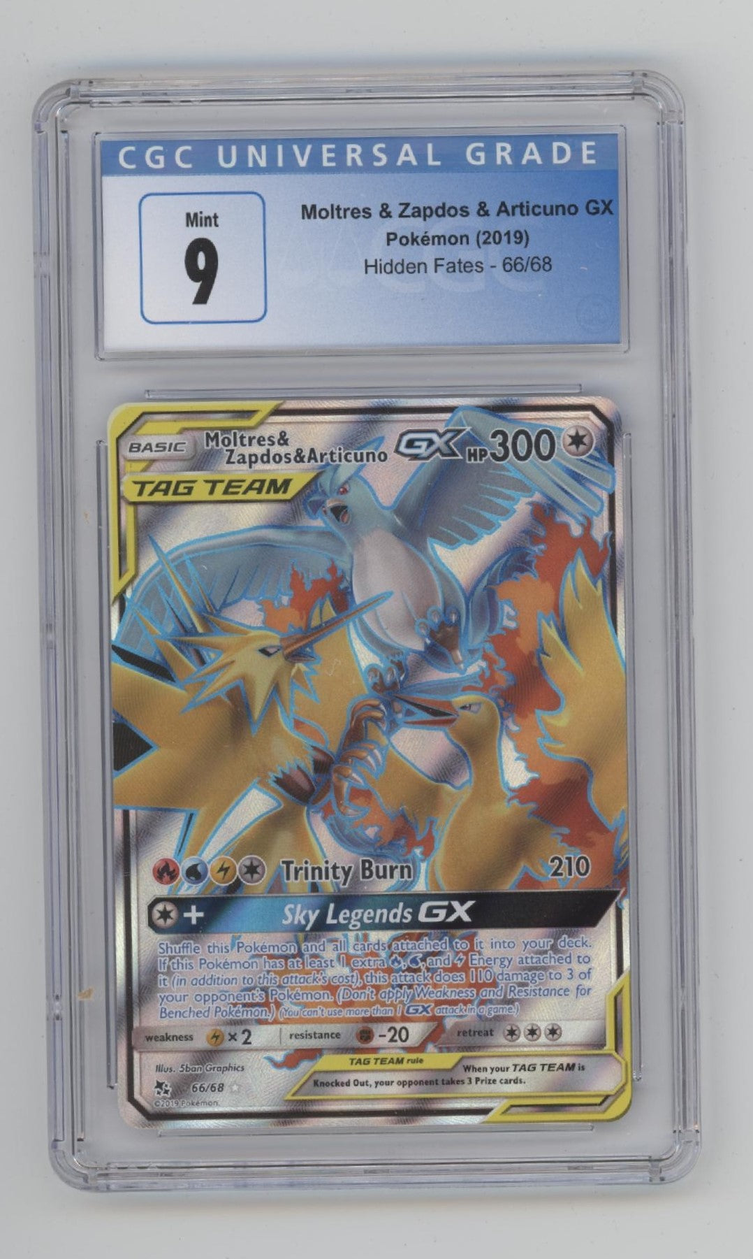 Moltres & Zapdos & Articuno GX Pokemon Hidden Fates #6 CGC 9