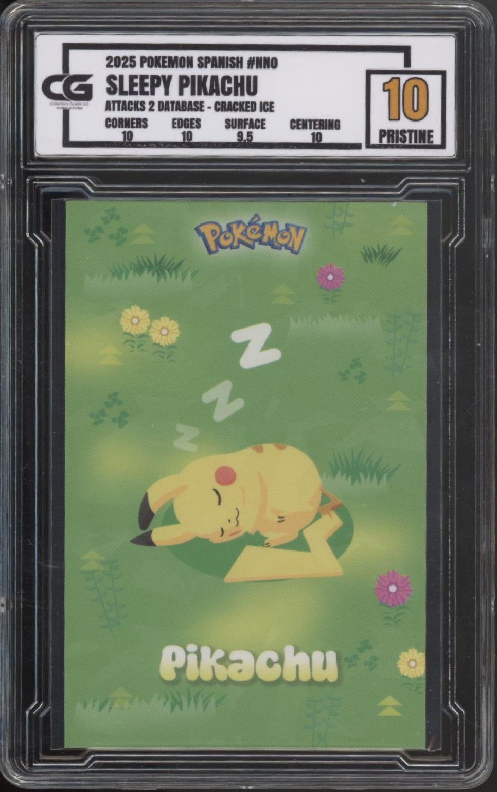 Sleepy Pikachu Pokemon Spanish Attacks 2 Database Cracked Ice #NNO CG 10
