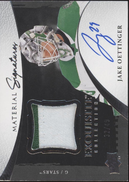 Jake Oettinger 2023-24 UD Exquisite Collection Material Signatures Auto 32/49