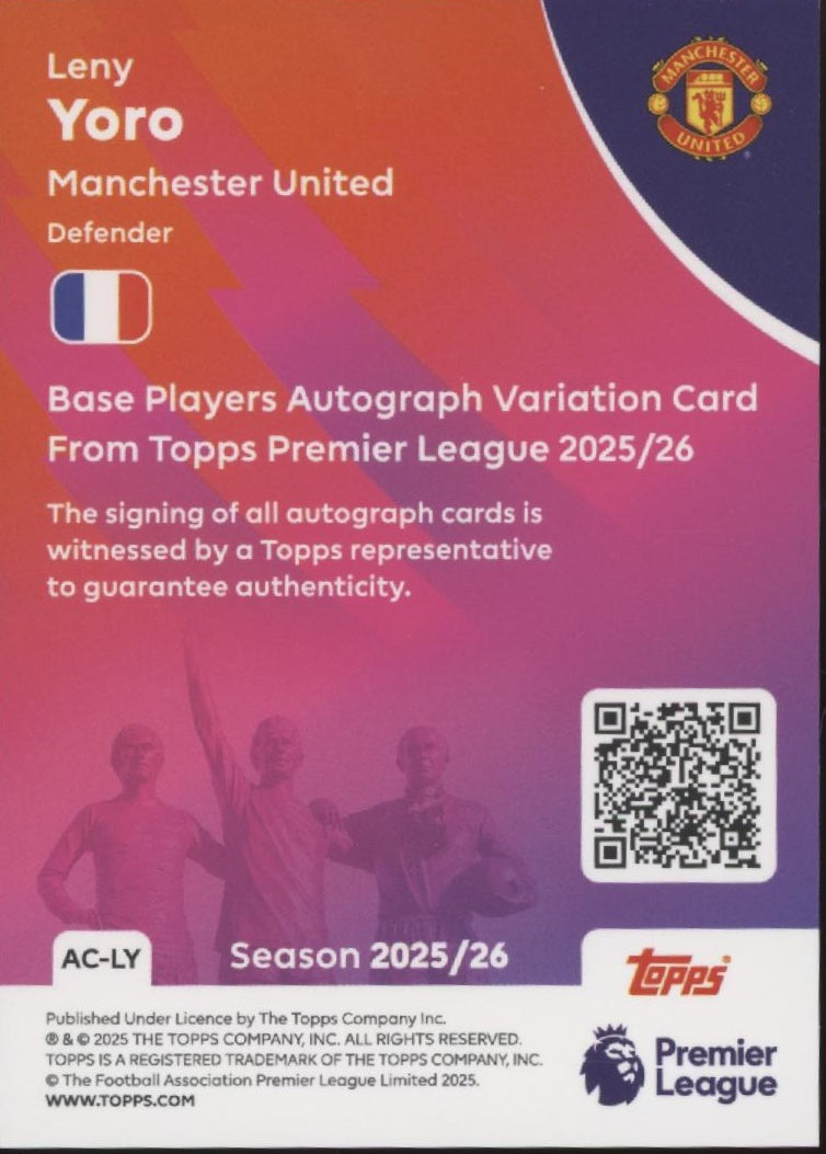 Leny Yoro 2025-26 Topps Premier League Holo Auto #AC-LY