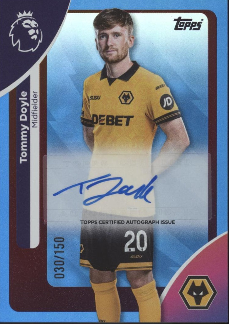 Tommy Doyle 2025-26 Topps Premier League Blue Holo Auto 030/150 #AC-TDO #1
