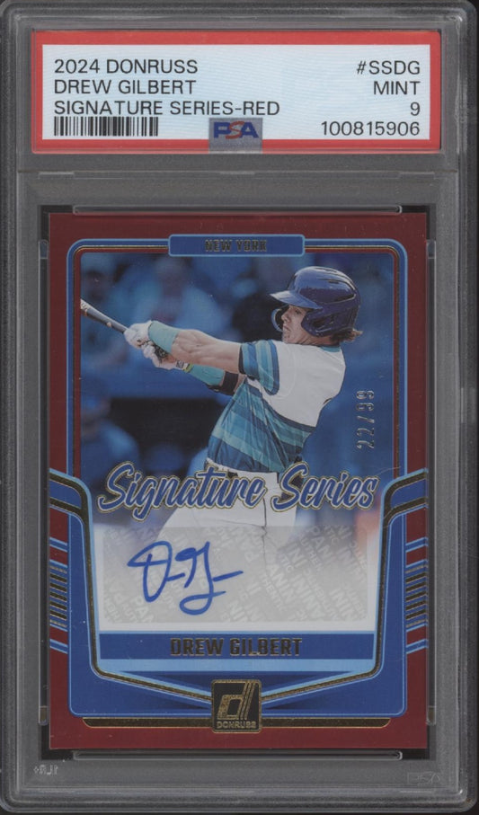Drew Gilbert 2024 Panini Donruss Signature Series Red Auto 22/99 #SS-DG PSA 9