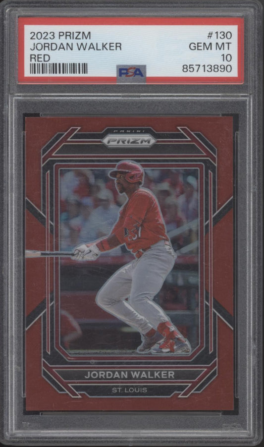 Jordan Walker 2023 Panini Prizm Red Prizm 114/199 #130 PSA 10